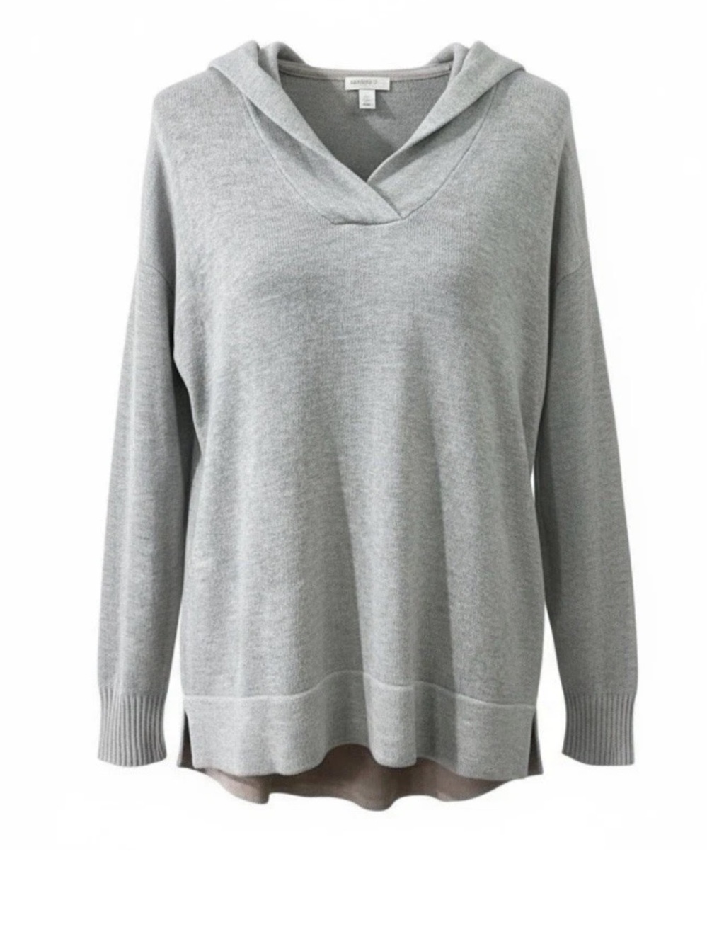 Market & Spruce Pullover Hooded Sweater  Light Gray Knit M